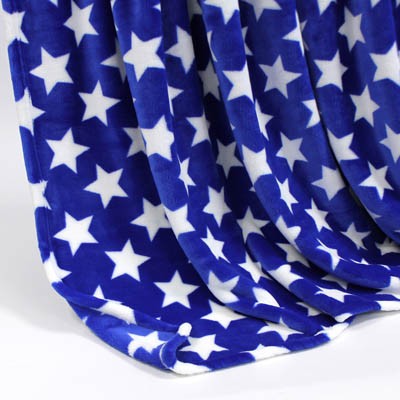 Decke SilkTouchPrint blau mit weißen Sternen, ca. 150 cm x 200 cm