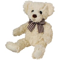 Classic Bär, sitzend mit braun-weißer Schleife, weiß, 12cm 4016833126165