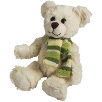 Classic Bär, sitzend mit Schal grün, weiß, 12cm 4016833126066