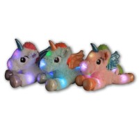 LED Plüscheinhorn liegend, hellblau